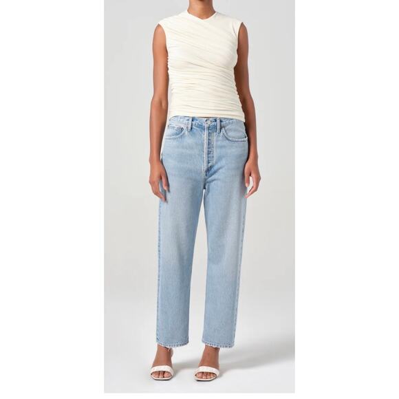 AGOLDE 90'S Crop Mid Rise Straight 100% Cotton size 25 Button Fly - Picture 1 of 9